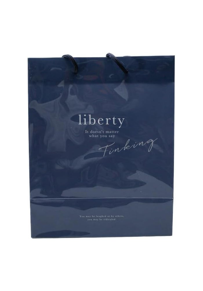 Liberty Gift Bag with English Text Design | Blue | 20 x 25 x 11 cm | Decorative Paper Gift Bag with Handles - Image 1